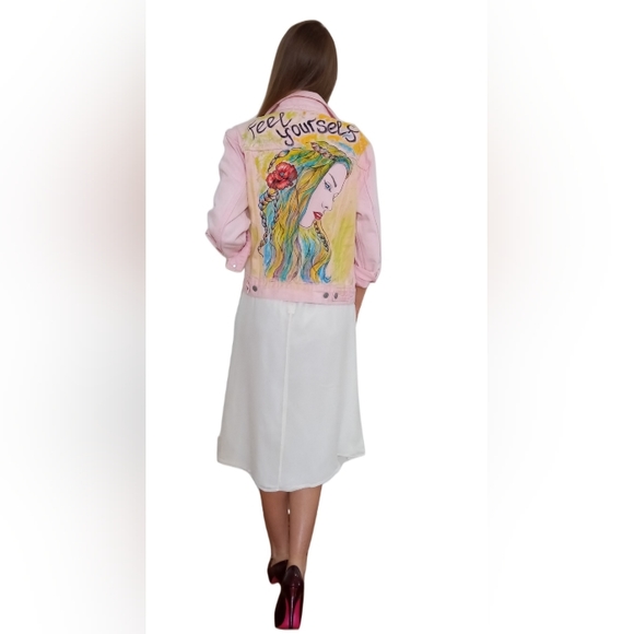 Hand Painted Denim Jacket XS - Picture 14 of 14